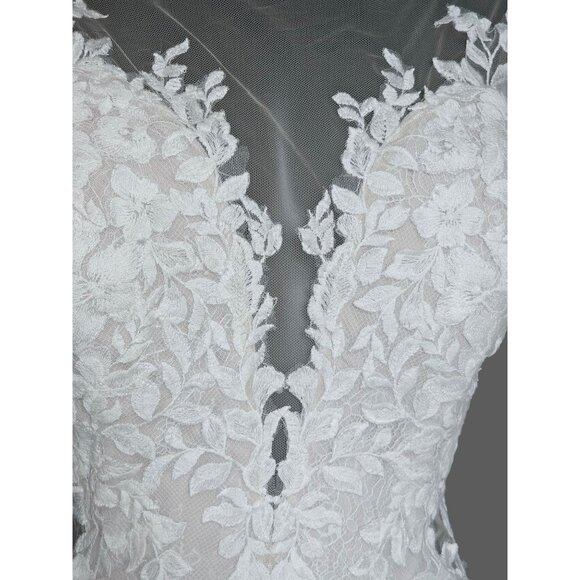 NWOT Ivory/Cappuccino Illusion Bodice Fit/Flare Wedding Gown  - Mori Lee - Picture 8 of 16